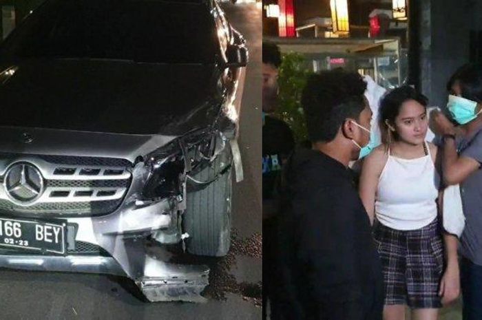 Mobil artis Salshabilla Adriani yang menabrak dua kendaraan di Kemang, Jakarta Selatan, Selasa (15/12/2020) malam