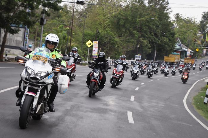 Gridoto saat touring dalam acara Honda Bikers Day 2019 yang berangkat dari Astra Motor Yogyakarta.