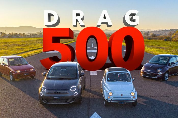 drag race empat Fiat 500 berbeda generasi.