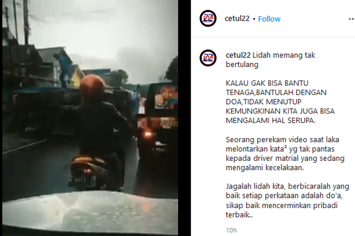 Beredar di media sosial seorang pengemudi mobil kesal saat melihat kecelakaan lalu lintas