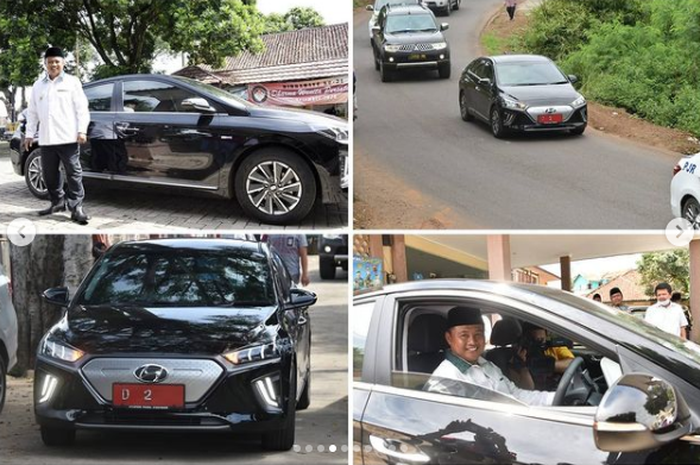 Potret keseruan Wagub Jabar, Uu Ruzhanul Ulum nyetir Hyundai Ioniq Electric saat dinas