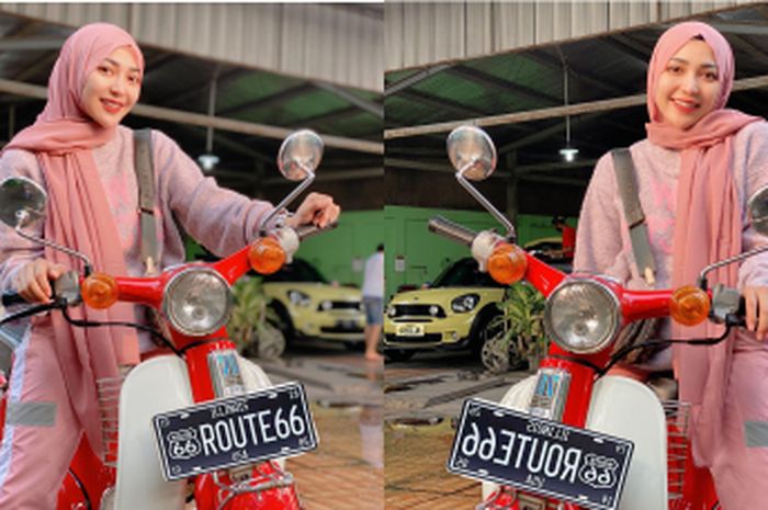 sosok eks personel Trio Macan, Chacha Sherly bersama Honda C70.