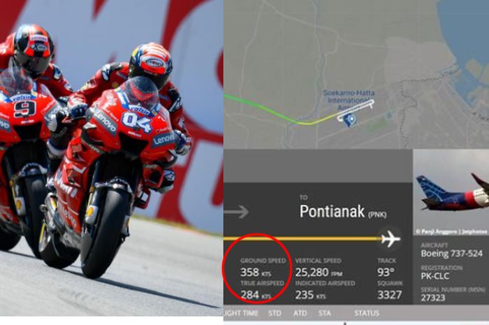 Top speed MotoGP lebih pelan dari pesawat Sriwijaya Air SJ-182, segini perbedaanya.