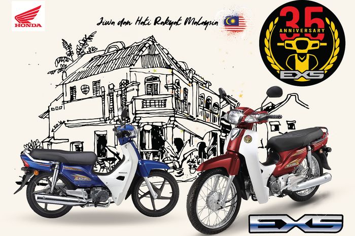 logo peringatan 35 tahun mengaspalnya Honda EX5 di Malaysia