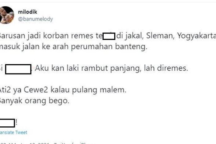 Pria rambut panjang di Yogyakarta jadi korban begal bagian sensitif