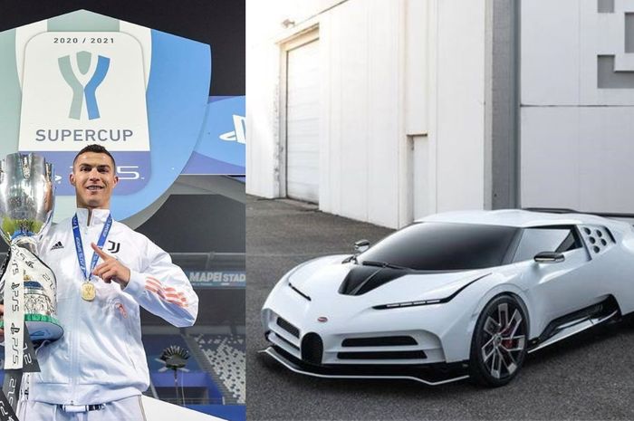 Cristiano Ronaldo ternyata punya Bugatti Centodieci di garasi rumahnya.