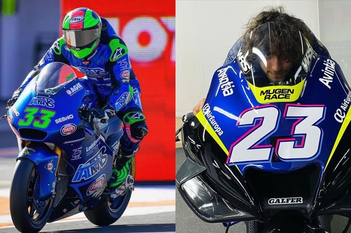 Nomor yang digunakan Enea Bastianini saat masih di Moto2 (kiri) dan nomor barunya di MotoGP (kanan).