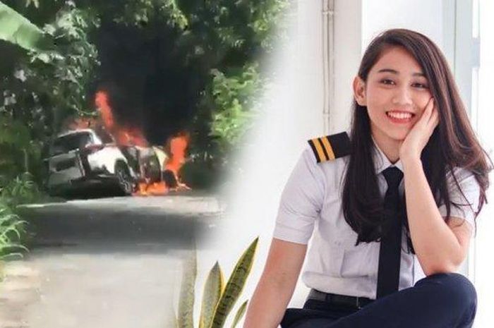 Toyota Rush yang ditumpangi pilot cantik dan rekannya terbakar habis di Bali