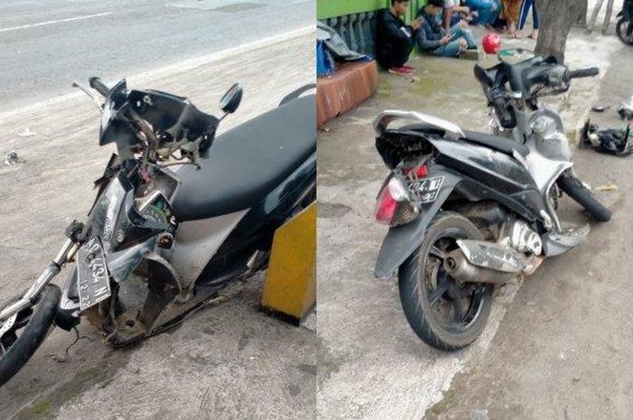 Yamaha Mio J hancur korban tabrak lari, disenggol mobil lalu disambut dump truck di Nguter, Sukoharjo, Jawa Tengah