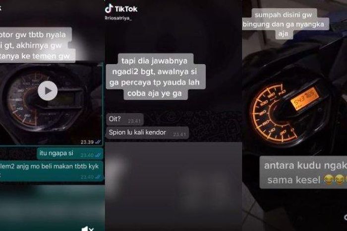 Viral video motor macet kembali hidup setelah spionnya dikencangkan. 