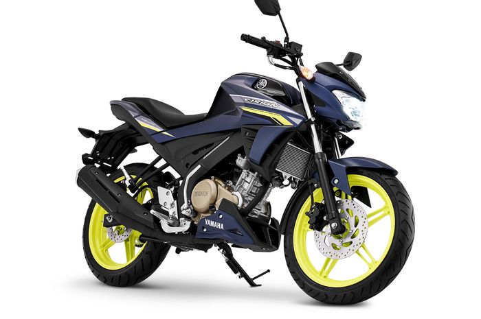 Yamaha Vixion mendapatkan penyegaran, warna matte blue dikombinasi pelek hijau cerah