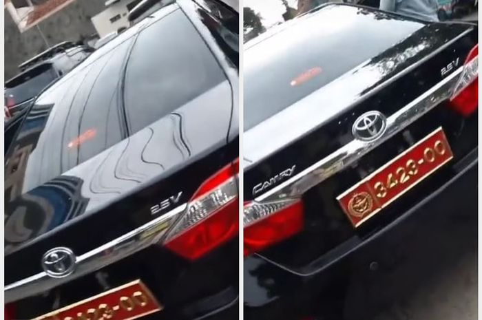 Toyota Camry 2.5 dengan pelat nomor dinas TNI palsu