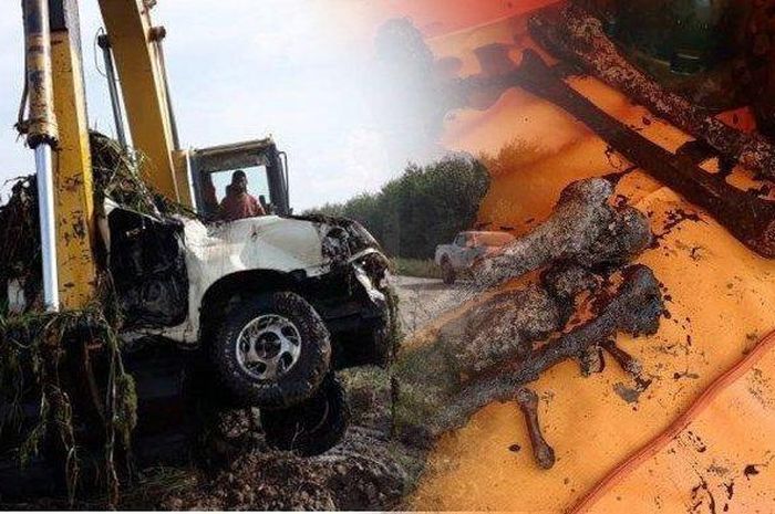 Penemuan mobil pikap berisi tulang belulang dan tengkorak manusia ditemukan saat aliran kanal di Kecamatan Mandara Hulu, Kabupaten Tanjung Jabung Timur (Tanjabtim), Jambi