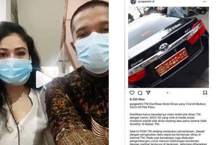 Sosok wanita yang pamerkan Toyota Camry berplat TNI bodong. 