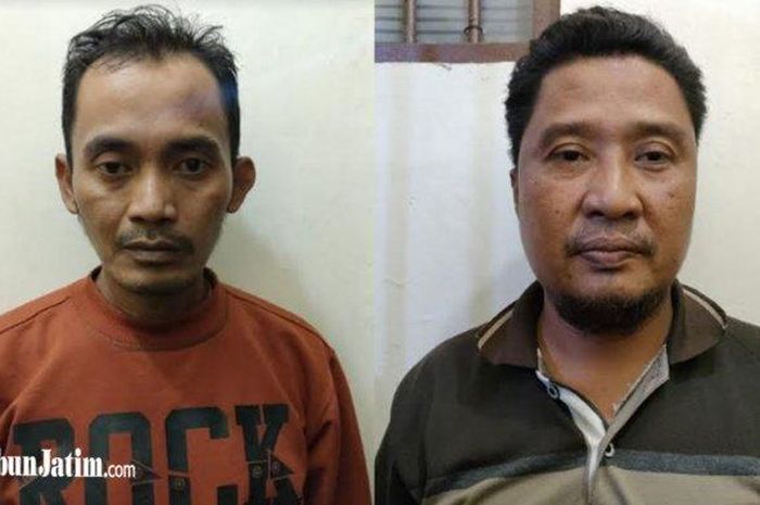 Dua tersangka kasus penipuan berkedok bisnis jual beli tokek diamankan di Mapolsek Grogol, Kabupaten Kediri.  