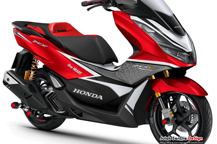 Digital modification (digimod) All New Honda PCX 160 karya Julak Sendie Design (JSD) berlivery Honda Racing Red