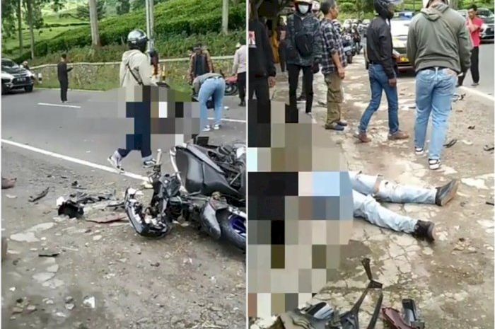 Honda Vario remuk akibat kecelakaan di Lembang