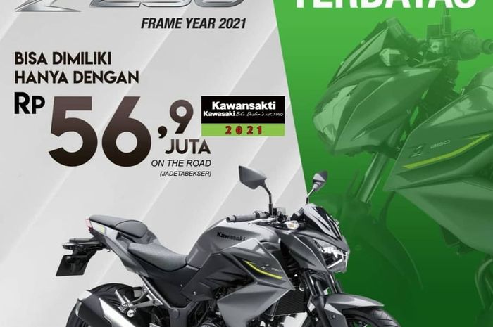 Harga motor baru Kawasaki Z250 sekitar Rp 56,9 juta, aslinya Rp 62 jutaan.