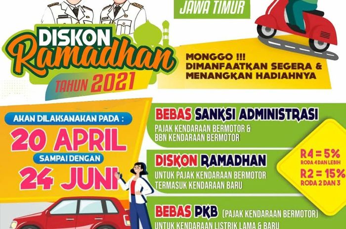 Pemutihan pajak kendaraan di Jawa Timur, ada diskon pajak sampai bebas PKB!