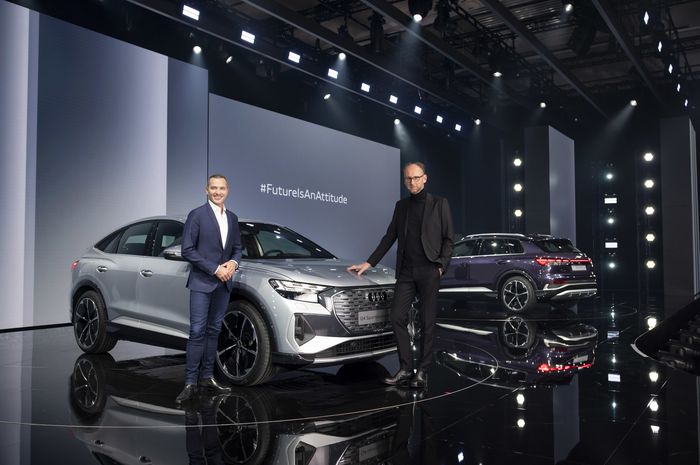 Audi Q4 e-tron saat diluncurkan secara virtual Rabu (14/4) lalu.