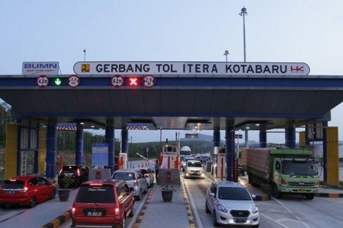 Exit tol Kotabaru yang jadi salah satu lokasi penyekatan arus lalu lintas di Lampung.