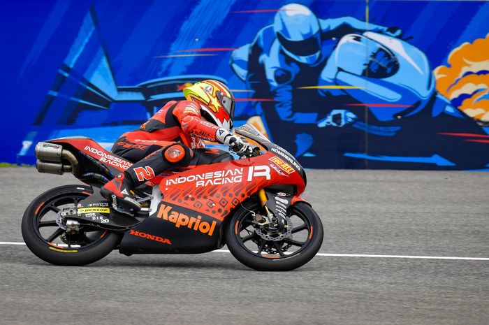 Gabriel Rodrigo dari tim Indonesian Racing Gresini Moto3 jadi terceat di FP2 Moto3 Spanyol 2021 (30/4)