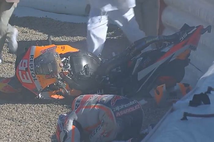 Marc Marquez crash parah di FP3 MotoGP Spanyol 2021&#96;