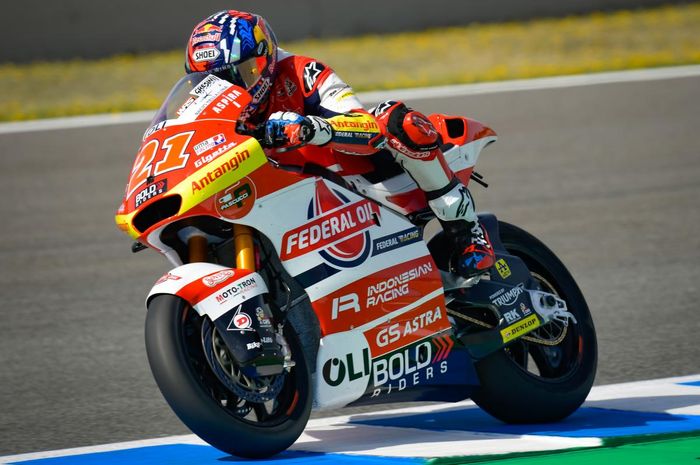 Fabio di Giannantonio mendominasi 23 lap Moto2 Spanyol dan dan meraih kemenangan pertama Gresini Racing tahun ini. 