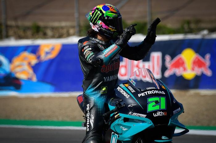 Franco Morbidelli naik podium MotoGP Spanyol 2021
