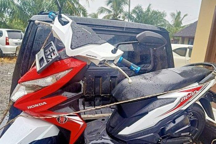 Barang bukti kasus pencurian sepeda motor diamankan di Mapolres Pandeglang, Selasa (9/3/2021). (Dok Polres Pandeglang)