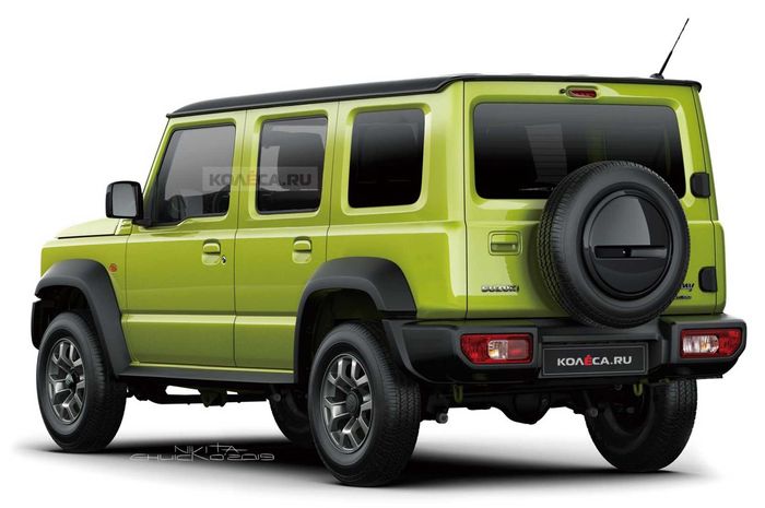 Ilustrasi tampak belakang Suzuki Jimny lima pintu atau Jimny Long.