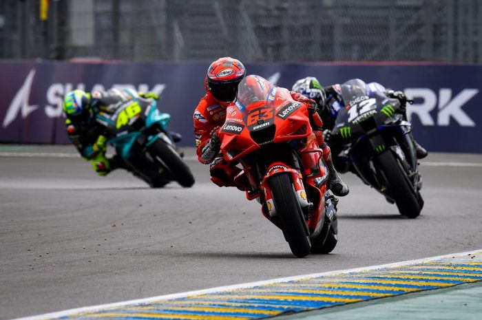 Pembalap tim Ducati Lenovo, Francesco Bagnia tergusur dari puncak klasemen usai finish urutan empat di MotoGP Prancis 2021, Minggu (16/05).