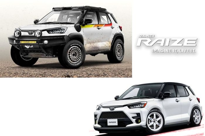 Dua digimod Toyota Raize gaya racing dan off-road