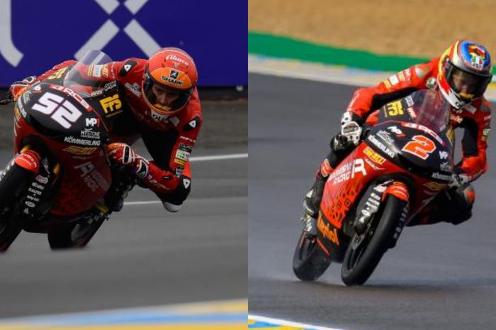 Duo pembalap 'Tim Indonesia', Jeremy Alcoba (kiri) dan Gabriel Rodrigo (kanan) harus pulang dnegan tangan kosong usai melakoni Moto3 Prancis 2021.