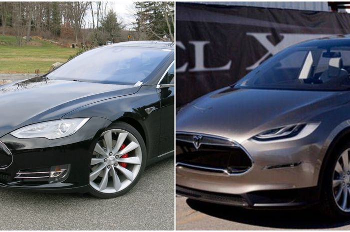 Ilustrasi Tesla Model S (kiri) dan X (kanan) lawas.