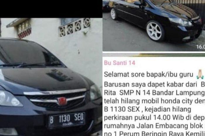 Honda City yang diberitakan ke Group WhatsApp jika hilang dimaling