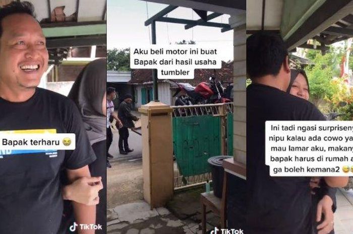 VIRAL Momen Anak Belikan Ayah Motor Baru dari Uang Hasil Usaha