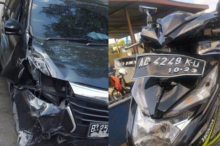 Toyota Avanza tabrak motor di persimpangan jalan