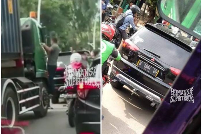 Viral pengemudi Mitsubishi Pajero Sport yang todongkan pistol dan aniaya sopir truk kontainer di Jakarta Utara, Sabtu (26/06/2021).