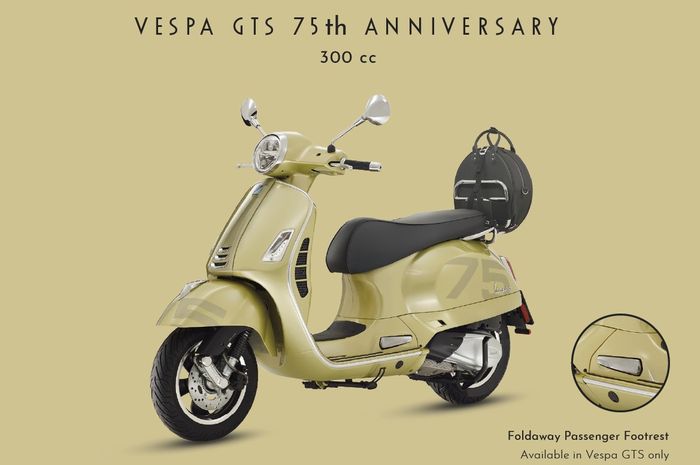 Vespa GTS 300 75th Anniversary Limited Editio dengan warna Gialo 75th