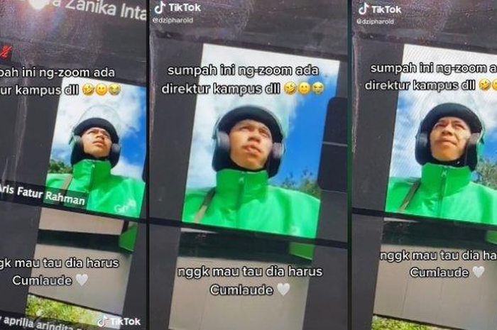 Driver ojol tengah kuliah online sembari mengantar pesanan pelanggan, viral di media sosial. 