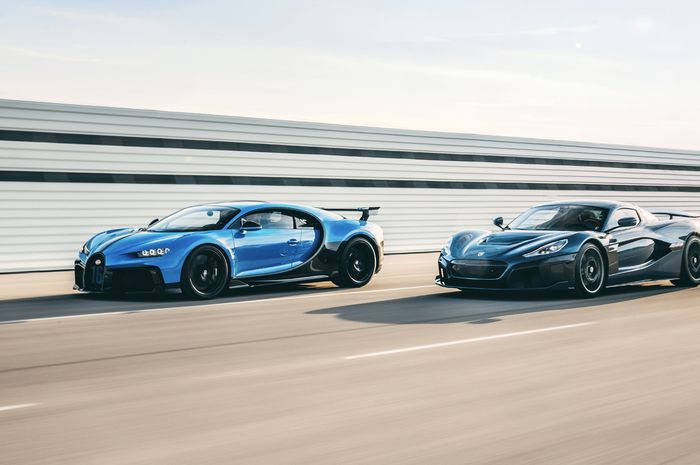 Bugatti Chiron dan Rimac Nevera, dua hypercar Bugatti-Rimac.