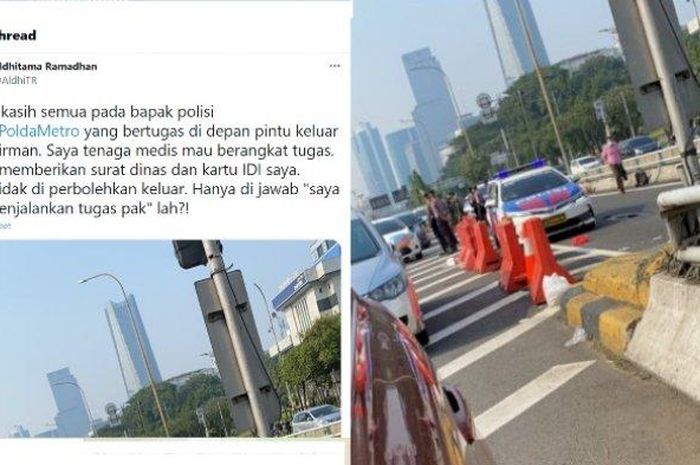 Viral dokter enggak diizinkan lewat oleh petugas saat ada penyekatan di pintu keluar tol Sudirman.