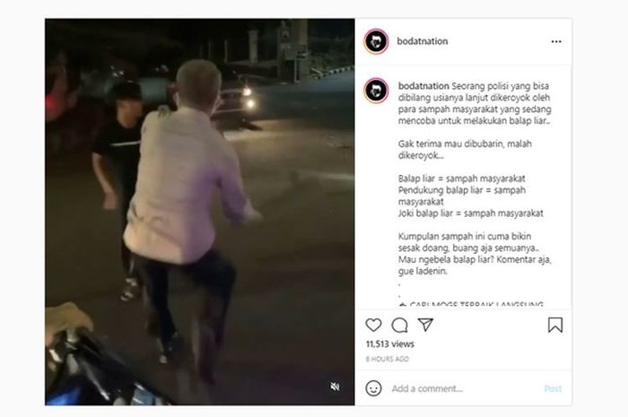 Viral video polisi dikeroyok saat bubarkan balap liar