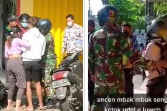 Video viral 2 gadis berkelahi diduga rebutan pacar sampai dipisah anggota TNI 