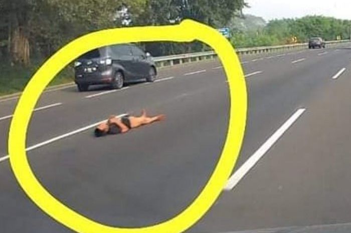 Viral seseorang beraring di jalan tol