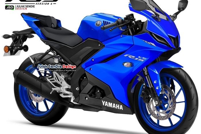 Yamaha YZF-R15 generasi ke-4 versi digimod karya Julak Sendie Design (JSD) warna biru