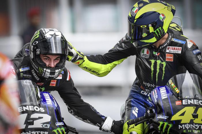 Valentino Rossi dan Maverick Vinales ketika satu tim di Monster Energy Yamaha MotoGP