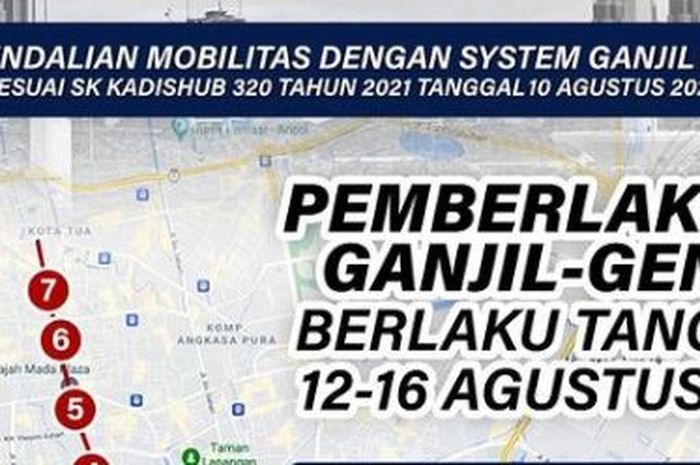 Pengumuman pemberlakuan ganjil genap Jakarta sebagai pengganti penyekatan PPKM
