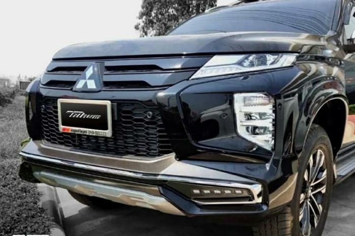 Modifikasi Mitsubishi Pajero Sport faccelift pasang add-on body kit Tithum